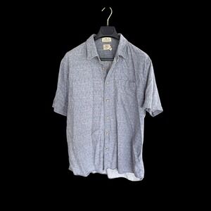 Faherty The Breeze Shirt XL Blue Pink Palm Tree Print Short Sleeve Button Up